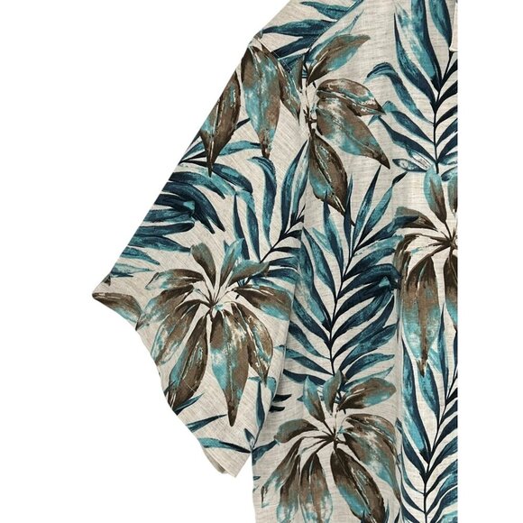 John Blair Men's Button Down Shirt Tropical Colorful Blue Beige S/S Size 3XL - Picture 11 of 14